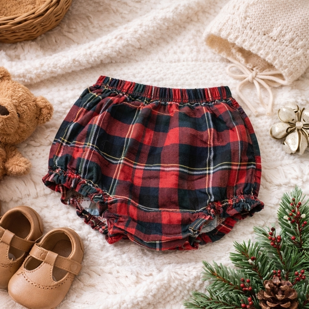 🎄 TBBC The Beaufort Bonnet Company Plaid Diaper Cover | 18–24M